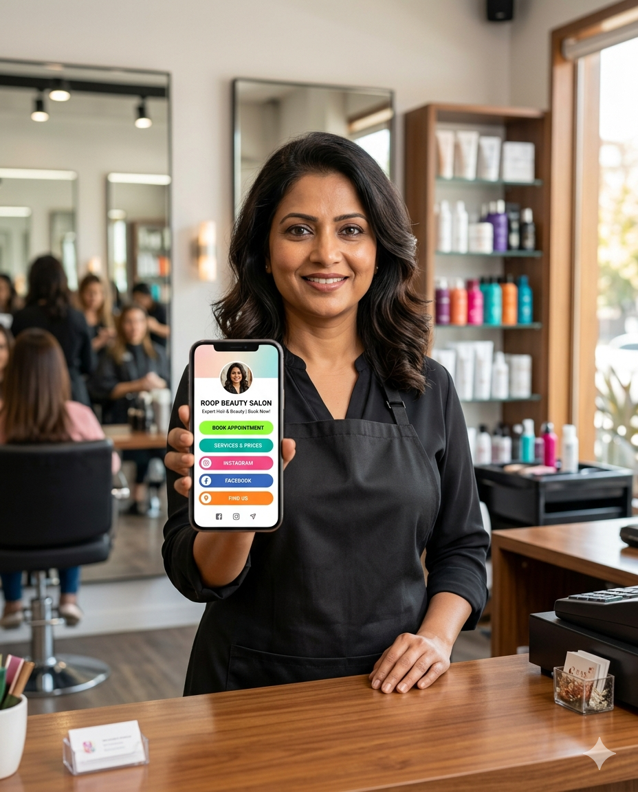 Indian salon owner using meralink